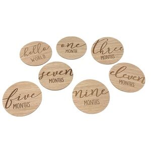 Wooden Baby Monthly Milestone Marker Discs for Photos